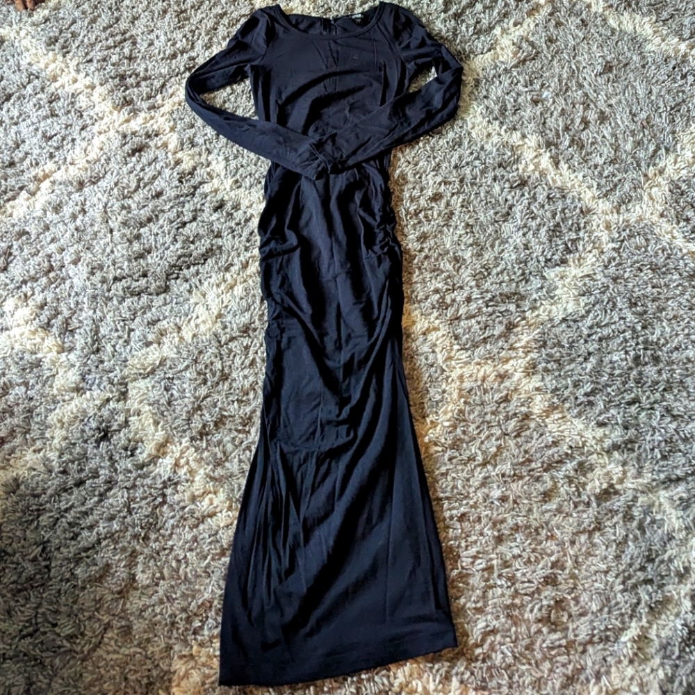 Express Black Long Sleeve Midi Dress Size S